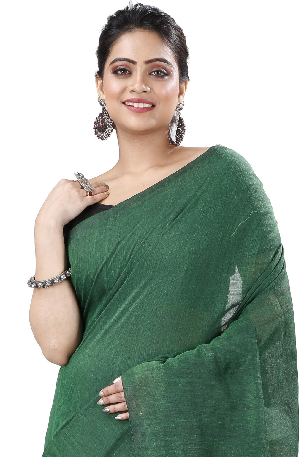 Green Pure Cotton Kesh Than Hand Loom Saree (5232)